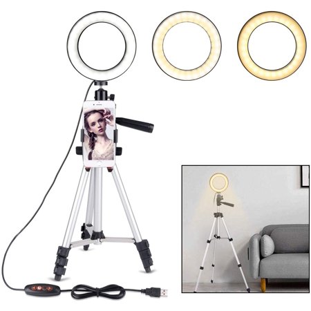 0791328117142 - RING LIGHTS WITH STAND,3 LIGHT MODES&11 BRIGHTNESS LEVEL,B-LAND SELFIE RING LIGHT CAMERA SELFIE RING LIGHT 3 MODE SETTINGS FOR IPHONE ANDROID