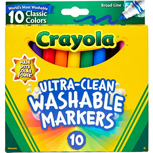 0791385592081 - CRAYOLA ULTRA CLEAN WASHABLE MARKERS, BROAD LINE, CLASSIC COLORS, 10 COUNT