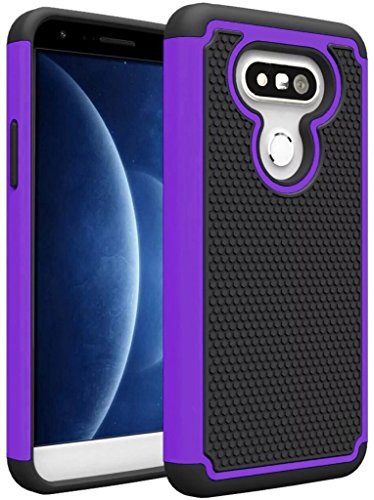 0791398504828 - LG G5 CASE,SLMY(TM) DROP PROTECTION HYBRID DUAL LAYER ARMOR DEFENDER PROTECTIVE CASE COVER FOR LG G5 2016,WITH SCREEN PROTECTOR,STYLUS AND CLEANING CLOTH PURPLE