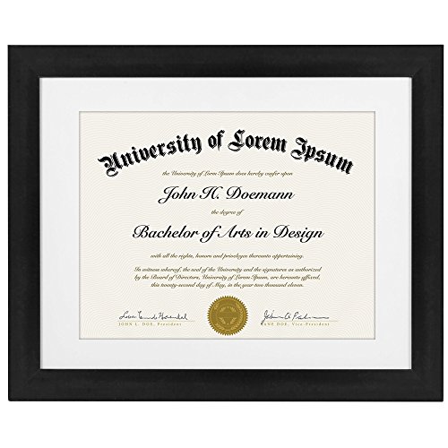 0791398906196 - BLACK DOCUMENT FRAME - MADE TO DISPLAY CERTIFICATES SIZED 8.5X11 INCH WITH MAT AND 11X14 INCH - DOCUMENT FRAME, CERTIFICATE FRAME, UNIVERSITY DIPLOMA FRAME, 11X14 PICTURE FRAME, MARRIAGE LICENSE FRAME