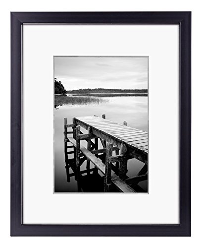 0791398906363 - 8X10 BLACK PICTURE FRAME - MADE TO DISPLAY PICTURES 5X7 WITH MAT OR 8X10 WITHOUT MAT