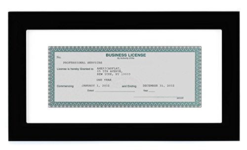0791398908503 - BUSINESS LICENSE FRAME - MADE FOR BUSINESS LICENSES SIZED 3.5 X 8 INCH WITH MAT - CAN FRAME STANDARD BUSINESS LICENSES AND BANK CHECKS