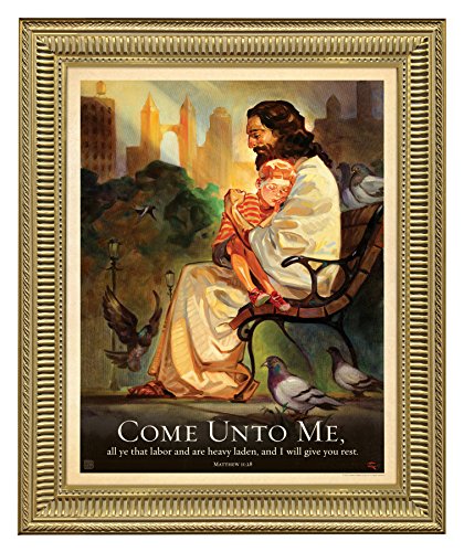 0791398916171 - JESUS WITH CHILD, ORIGINAL DESIGN ART BY ANDERSON DESIGN GROUP - SIZED 12X16 WITH GOLD FRAME, READY-TO-HANG AND DISPLAY - RELIGIOUS ART, CHRISTIAN ART, JESUS CHRIST ART