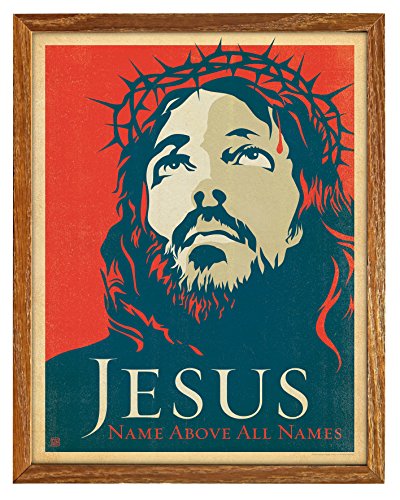 0791398916188 - NAME ABOVE ALL NAMES, PICTURE OF JESUS CHRIST BY ANDERSON DESIGN GROUP, SIZED 10X14 INCHES WITH MAHOGANY FRAME AND GLASS FRONT READY-TO-HANG