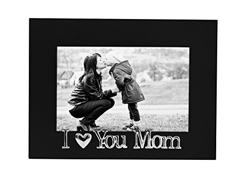 0791398918137 - 4X6 'I LOVE YOU MOM' PICTURE FRAME, GLASS FRONT - COLOR: BLACK - FITS PHOTOS 4X6 - EASEL BACK FOR TABLE TOP DISPLAY, MOTHER'S DAY PICTURE FRAME