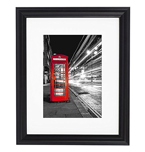 0791398936728 - 11X14 DECORATIVE BLACK PICTURE FRAME - MATTED TO DISPLAY PHOTOGRAPHS 8X10 OR 11X14 WITHOUT MAT - HIGHEST QUALITY MATERIALS - READY TO DISPLAY ON WALL - IMPORTED FROM EUROPE