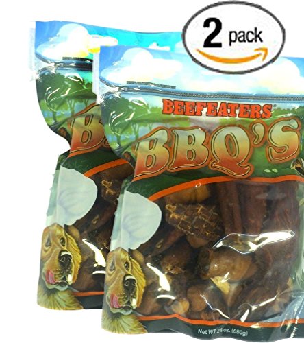 0791435346763 - 2 PACK OF BEEFEATERS CRUNCHY ASSORTED BBQ RAWHID AND CHICKEN DUMBELL, LINKS, CHICKEN WRAPPED BANANA, CHICKEN FILLETS, CHICKEN WRAPPED SWEET POTATO, PIGGY ROLL, PET DOG SNACK TREATS, 24 OZ