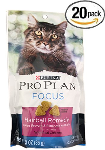 0791435347098 - 20-PACK OF 3.0 OUNCE BAGS PURINA PRO PLAN FOCUS HAIRBALL REMEDY CAT SNACKS WITH REAL CHICKEN - TO PREVENT AND ELIMINATE HAIRBALLS