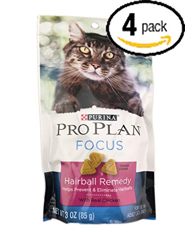 0791435352009 - BUNDLE PACK OF 4 PURINA PRO PLAN FOCUS HAIRBALL REMEDY BITE CAT SNACKS WITH REAL CHICKEN 3.0 OUNCE PACKAGE - TO HELP PREVENT AND ELIMINATE HAIRBALLS