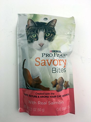 0791435352474 - PURINA PRO PLAN SAVORY BITES , 2.1 OZ (60 GMS)CAT TREATS WITH REAL SALMON- CREATED WITH THE TASTE, TEXTURE AND AROMA YOUR CAT DESIRES