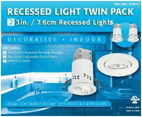 0791435356687 - 3 INCH RECESSED LIGHT KIT WITH SWIVEL TRIM AND 50 WATT BULBS, REMODELER'S NON-IC CANS, CONTRACTOR PACK OF 2 LIGHTS