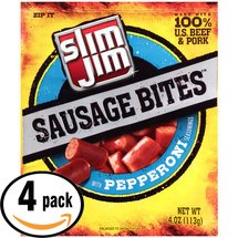 0791435356748 - PACK OF 4 - SLIM JIM SAUSAGE BITES WITH PEPPERONI SEASONING IN RESEALABLE BAG
