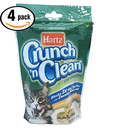 0791435357172 - PACK OF 4, HARTZ CRUNCH N CLEAN SAVORY CHICKEN DENTAL CAT TREATS