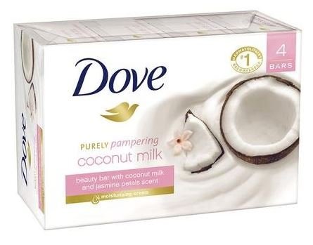 0791617292222 - DOVE PURELY PAMPERING BEAUTY BAR - COCONUT WITH JASMINE PETALS - 4 OZ - 4 CT