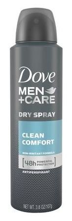 0791617294073 - DOVE MEN +CARE DRY SPRAY ANTIPERSPIRANT - CLEAN COMFORT - 3.8 OZ