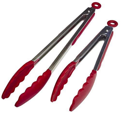 0791689500645 - FLYING HORSE PREMIUM SILICONE KITCHEN TONGS SET(12 INCH & 9 INCH)TONGS STAINLESS STEEL TONGS SERVING GRILL & SALAD TONGS ARE HEAVY DUTY & HEAT RESISTANT