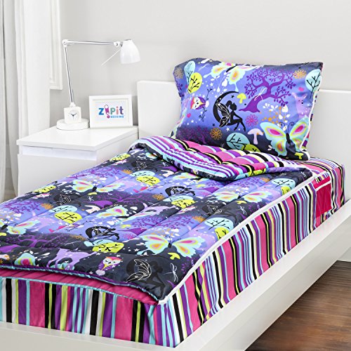 0791756285529 - ZIPIT BEDDING 3 PIECE TWIN REVERSIBLE GLOW IN THE DARKAND INTERCHANGEABLE BED IN A BAG SET, FANTASY FOREST