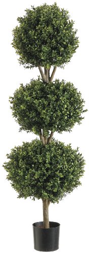 0791769563614 - SILK DECOR 4-FEET TRI BALL BOXWOOD TOPIARY PLANT, GREEN/TWO-TONE