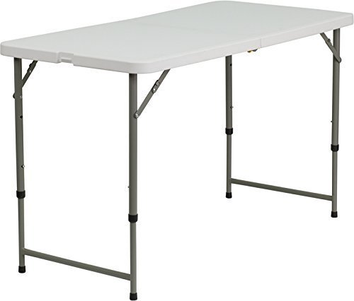 0791769564277 - FLASH FURNITURE DAD-YCZ-122Z-2-GG HEIGHT ADJUSTABLE GRANITE PLASTIC FOLDING TABLE, 24 BY 48-INCH, WHITE BY FLASH FURNITURE