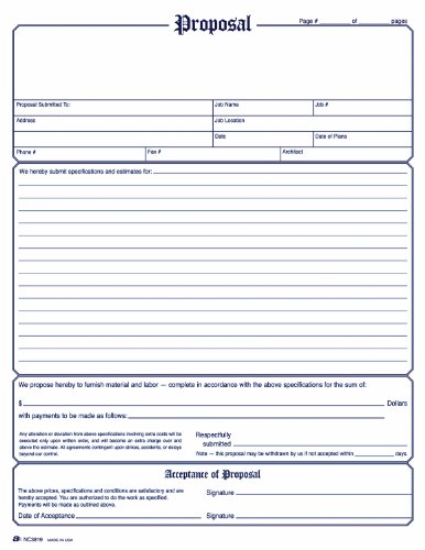 0791836833923 - ADAMS CONTRACTOR'S PROPOSAL FORMS, 8.5 X 11.44 INCH, 3-PART, CARBONLESS, 50-PACK, WHITE, CANARY AND PINK (NC3819)