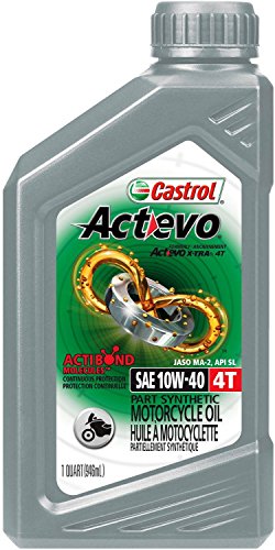 0079191064085 - CASTROL 06130 ACTEVO 10W-40 PART SYNTHETIC 4T MOTORCYCLE OIL - 1 QUART BOTTLE, (PACK OF 6)