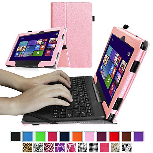 0791916567830 - FINTIE ASUS TRANSFORMER BOOK 10.1 INCH LAPTOP T100TAM / T100 / T100TA / T100TAF CASE - PREMIUM PU LEATHER KEYBOARD STAND COVER FOR ASUS TRANSFORMER BOOK 10.1 DETACHABLE 2-IN-1 TOUCH LAPTOP, PINK