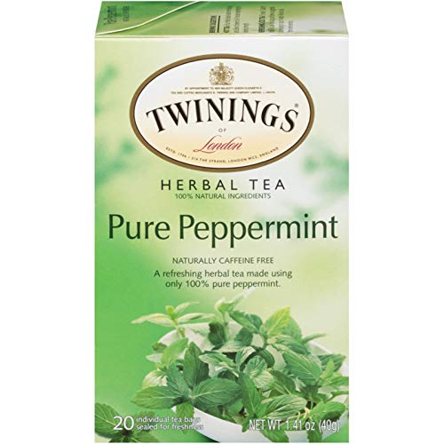 0791954893663 - TWININGS OF LONDON PURE PEPPERMINT HERBAL TEA BAGS, 20 COUNT (PACK OF 1)