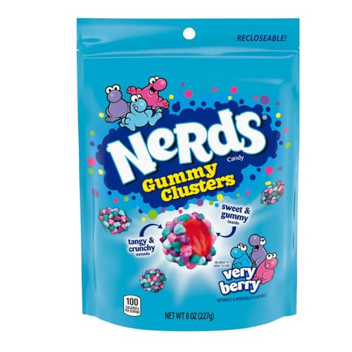 0079200060688 - NERDS GUMMY CLUSTERS CANDY, VERY BERRY, 8 OZ BAG