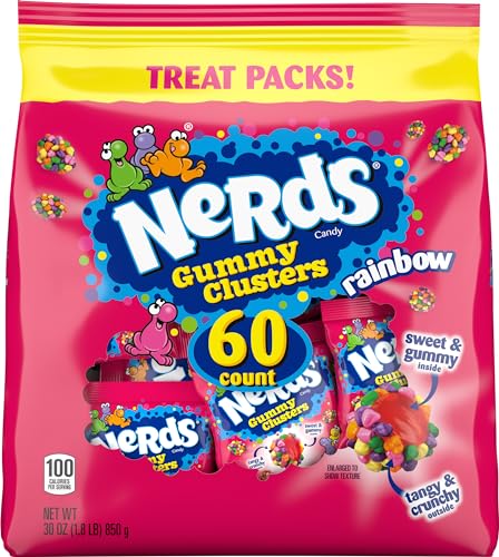 0079200081980 - NERDS GUMMY CLUSTERS TREAT SIZED PACKS, 60 COUNT MIXED CANDY BAG