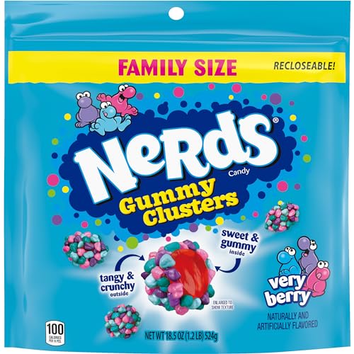 0079200082277 - NERDS GUMMY CLUSTERS, VERY BERRY, 18.5OZ RESEALABLE BAG