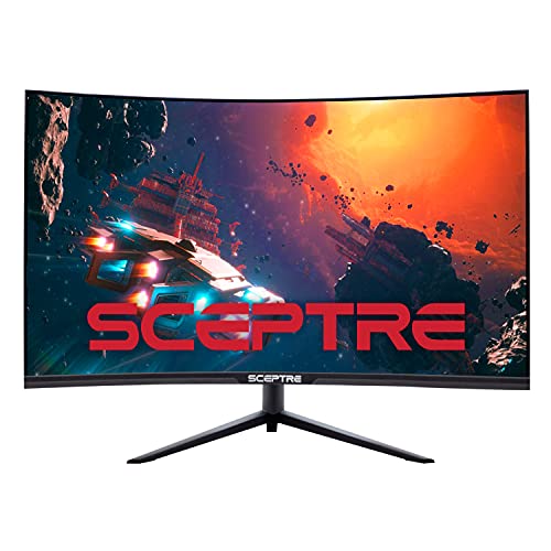 0792343331254 - SCEPTRE 32 CURVED 2K GAMING MONITOR QHD 2560 X 1440 UP TO 165HZ 144HZ 1MS HDR400 400 LUX AMD FREESYNC PREMIUM, HEIGHT ADJUSTABLE DISPLAYPORT HDMI BUILD-IN SPEAKERS BLACK 2021 (C325B-QWD168)