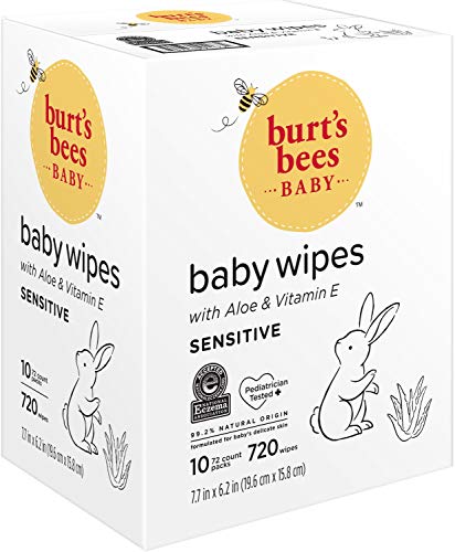 0792850911772 - BURT’S BEES BABY WIPES, UNSCENTED NATURAL BABY WIPES FOR SENSITIVE SKIN WITH ALOE AND VITAMIN E - 72 WIPES – 10 PACK
