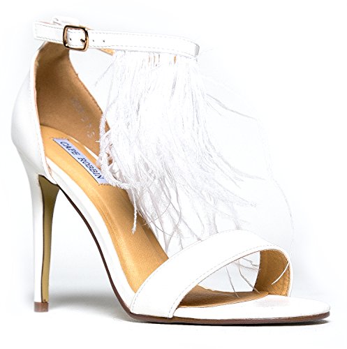 0792930868927 - SEXY COCKTAIL WEDDING FEATHER ANKLE STRAP HIGH HEEL SANDAL 6