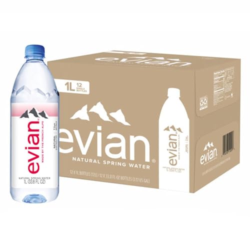 0079298510096 - EVIAN NATURAL SPRING WATER, NATURALLY FILTERED SPRING WATER IN LARGE BOTTLES, 33.81 FL OZ (PACK OF 12)