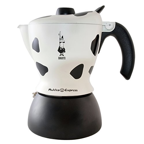 0793518986224 - BIALETTI MUKKA EXPRESS 2-CUP COW-PRINT STOVETOP CAPPUCCINO MAKER, BLACK AND WHITE