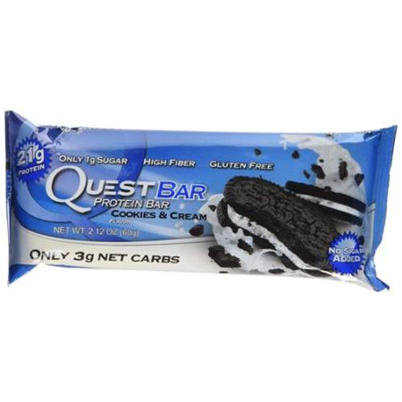 0793573238467 - QUEST NUTRITION PROTEIN BAR, COOKIES & CREAM, 20G PROTEIN, 2.1OZ BAR, 12 COUNT