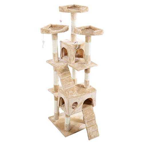 0794057451105 - SCRATCHING POSTS CAT COLOR: BEIGE NEW 66 CAT TREE TOWER CONDO FURNITURE SCRATCHING POST PET KITTY PLAY HOUSE