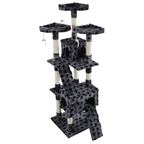 0794057451136 - SCRATCHING POSTS CAT ( GRAY WITH PAWS ) NEW 66 CAT TREE TOWER CONDO FURNITURE SCRATCHING POST PET KITTY PLAY HOUSE