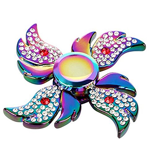 0794152748865 - JED 2017 NEW RAINBOW RHINESTONE 4 WINGS FIDGET SPINNER FINGERTIP SPINNING PEG-TOP HAND GYRO EDC DESK TOY STRESS REDUCER ANTI-ANXIETY HELPS FOCUSING PERFECT FOR GIRLS