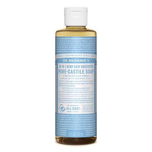 0794168433373 - DR. BRONNER’S - PURE-CASTILE LIQUID SOAP (BABY UNSCENTED, 8 OUNCE) - MADE WITH ORGANIC OILS, 18-IN-1 USES: FACE, HAIR, LAUNDRY AND DISHES, FOR SENSITIVE SKIN AND BABIES, NO ADDED FRAGRANCE, VEGAN