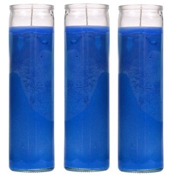 0794349410667 - BLUE PILLAR PRAYER JAR CANDLES, 8 TALL (3, BLUE)
