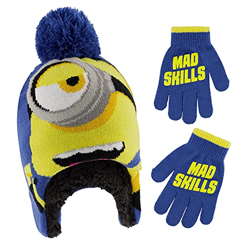 0794434467354 - UNIVERSAL PICTURES WINTER HAT, KIDS GLOVES OR TODDLERS MITTENS, THE MINIONS BABY BEANIE FOR BOYS AGES, YELLOW SET, AGE 4-7
