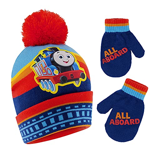 0794434467415 - MATTEL WINTER HAT, KIDS GLOVES OR TODDLERS MITTENS, THOMAS & FRIENDS BABY BEANIE FOR BOYS AGES 2-4, BLUE/RED, 2-4T