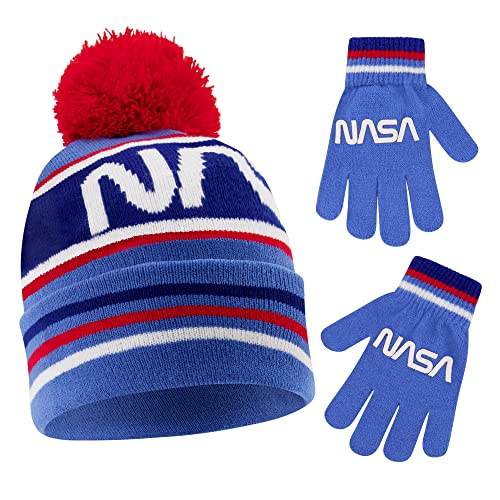 0794434468788 - ABG ACCESSORIES LITTLE TODDLER WINTER HAT, KIDS GLOVES, NASA BABY BEANIE FOR BOYS AND GIRLS AGES 4-7, BLUE/RED