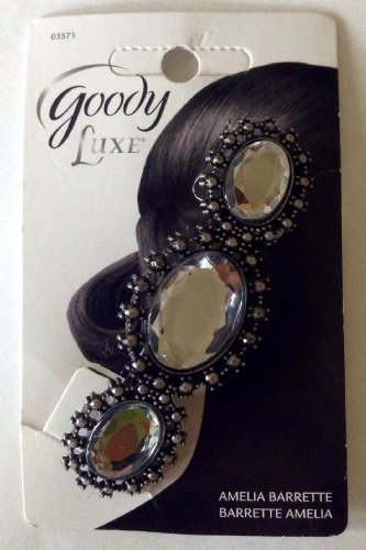 0794437172330 - 1 GOODY LUXE ELEGANT AMELIA BARRETTE (COLORS VARY FROM BRIGHT SILVER TO A DARKER GREY) BY GOODY
