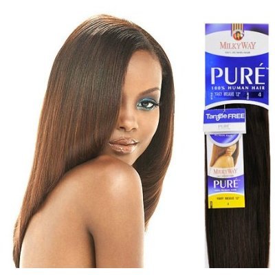 0794437367040 - PURE YAKY WEAVE 18 - MILKYWAY 100% HUMAN HAIR WEAVE EXTENSIONS #1B