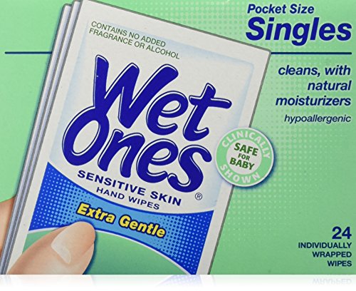 0794437497907 - WET ONES SENSITIVE SKIN HAND WIPES, SINGLES EXTRA GENTLE FRAGRANCE & ALCOHOL FREE 24 EA ( PACK OF 5)