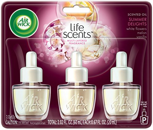 0794628158884 - AIR WICK LIFE SCENTED OIL PLUG IN AIR FRESHENER REFILLS, FLOWERS, MELON AND VANILLA, 3 COUNT