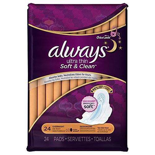 0794628172460 - ALWAYS ULTRA THIN OVERNIGHT DEODORIZING PADS WITH WINGS 24 COUNT