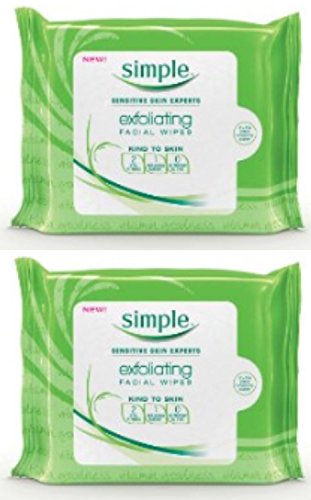0794866362401 - SIMPLE FACIAL WIPES, EXFOLIATING 25 EA PACK OF 2, 50 WIPES